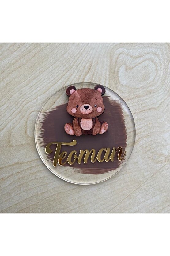 Kahverengi Ayıcıklı Pleksi Bebek Hediyelik Magnet (15 Adet)