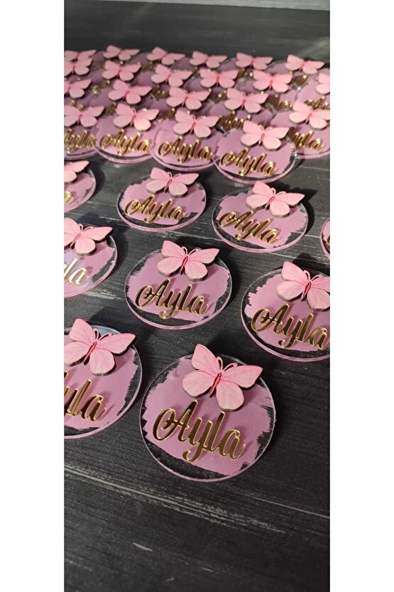 Pleksi̇ Pembe Kelebek Magnet 20adet