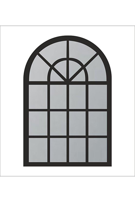 Dekoratif Hint Penceresi Aynalı Pleksi Dekoratif Oval Ahşap Çerçeve 80x60 Cm