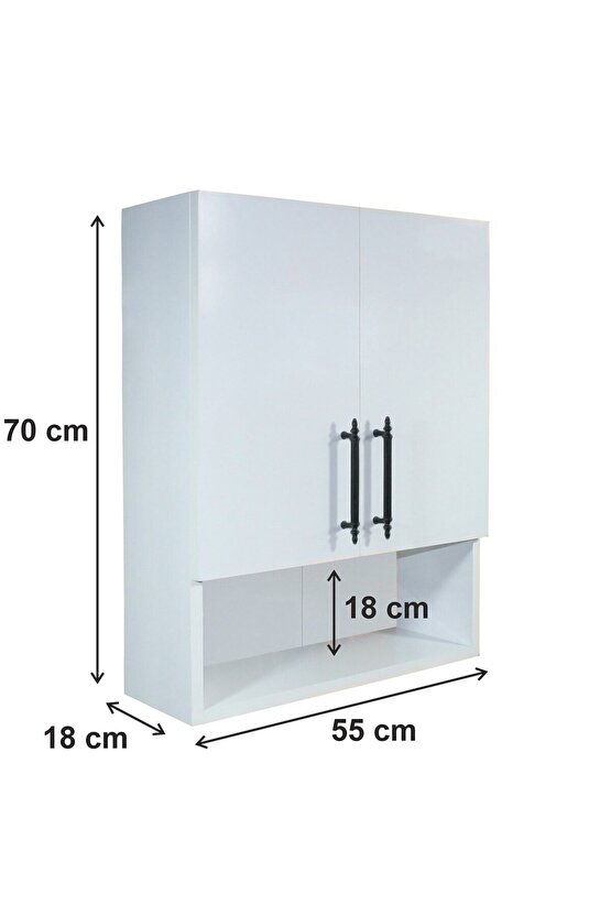 Çok Amaçlı Banyo Dolabı, Ecza Dolabı, 2 Kapaklı Dolap, Hol, Banyo, Ofis, Beyaz,
