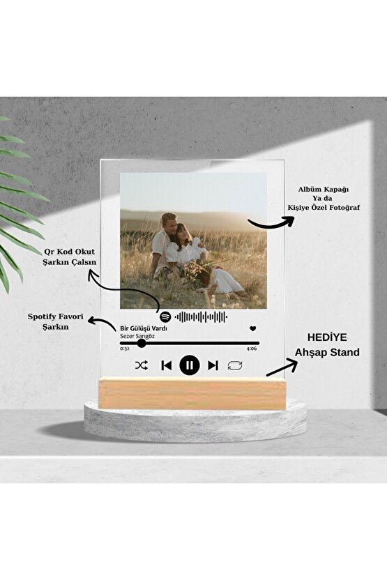 Sevgililer Gününe Özel Spotify Barkodlu Plak, Kişiye Özel Doğum Günü Hediyesi