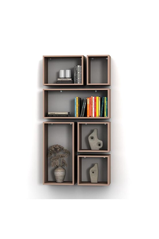 KUTU RAF - MODEL 2 ( DERİNLİK 30 CM ) HARELİ CEVİZ (MAT)