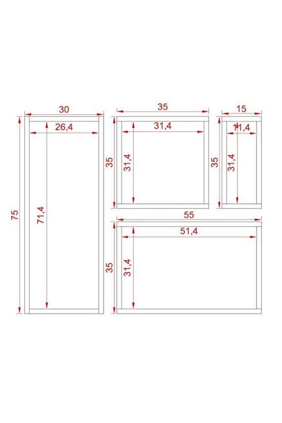 KUTU RAF - MODEL 11 ( DERİNLİK 20 CM ) CAPPİCİNO