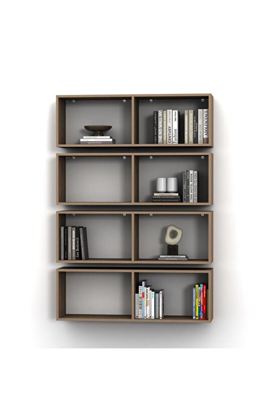 KUTU RAF - MODEL 5 (DERİNLİK 15 CM ) HARELİ CEVİZ (MAT)