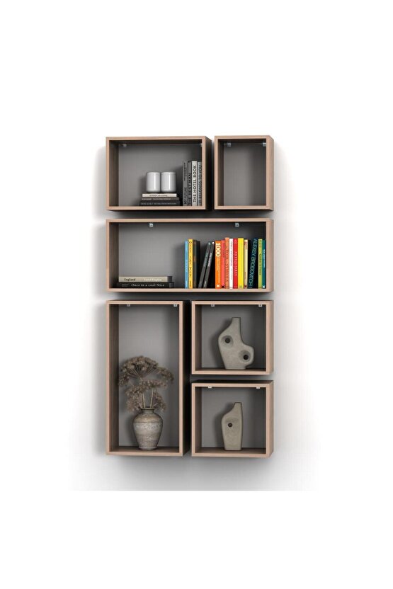 KUTU RAF - MODEL 2 ( DERİNLİK 20 CM ) HARELİ CEVİZ (MAT)