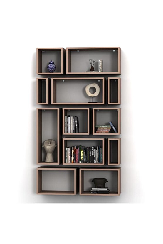 KUTU RAF - MODEL 6 (DERİNLİK 30 CM ) HARELİ CEVİZ (MAT)