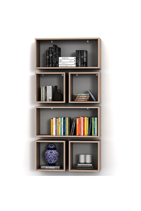 KUTU RAF - MODEL 13 ( DERİNLİK 15 CM ) HARELİ CEVİZ (MAT)