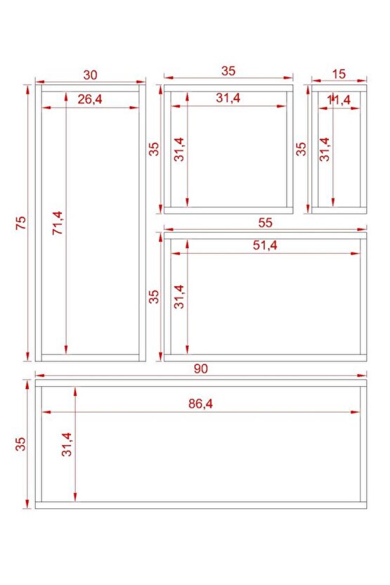 KUTU RAF - MODEL 12 ( DERİNLİK 20 CM ) CAPPİCİNO