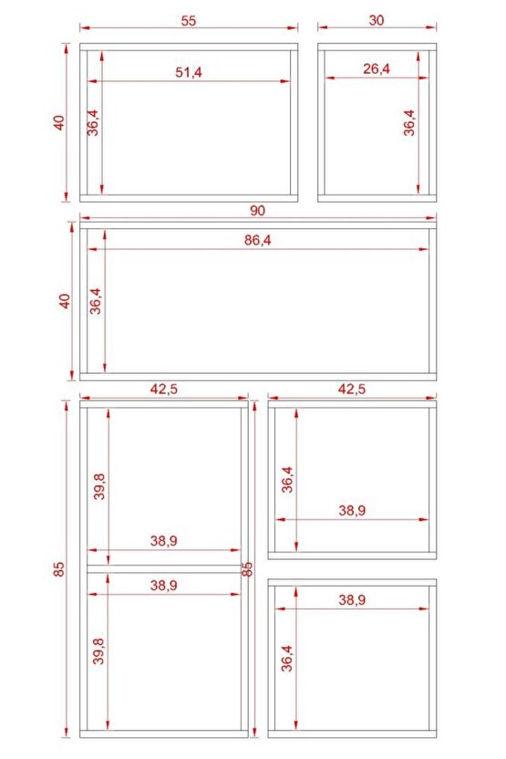 KUTU RAF - MODEL 3 ( DERİNLİK 15 CM ) AKÇAAĞAÇ ( MAT )
