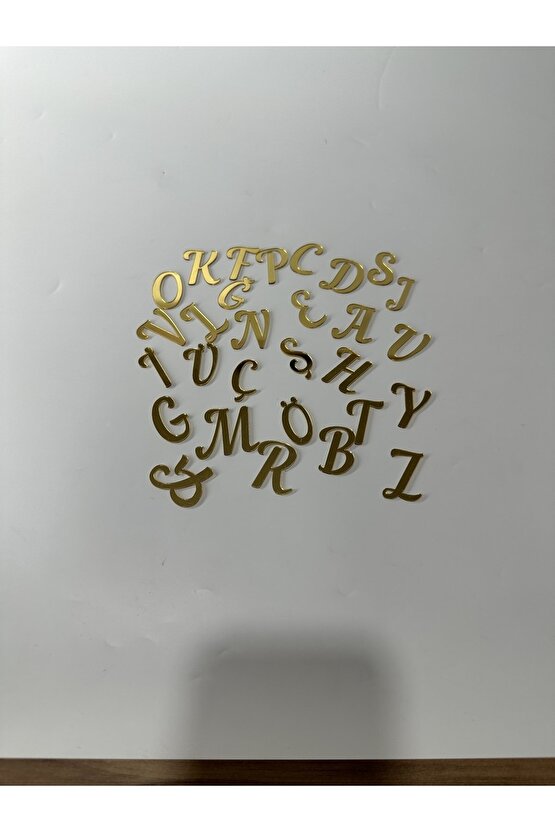 Pleksi Alfabe Harfler ( Tüm Alfabe ) Yapışkanlı Altın Renk 3 Cm