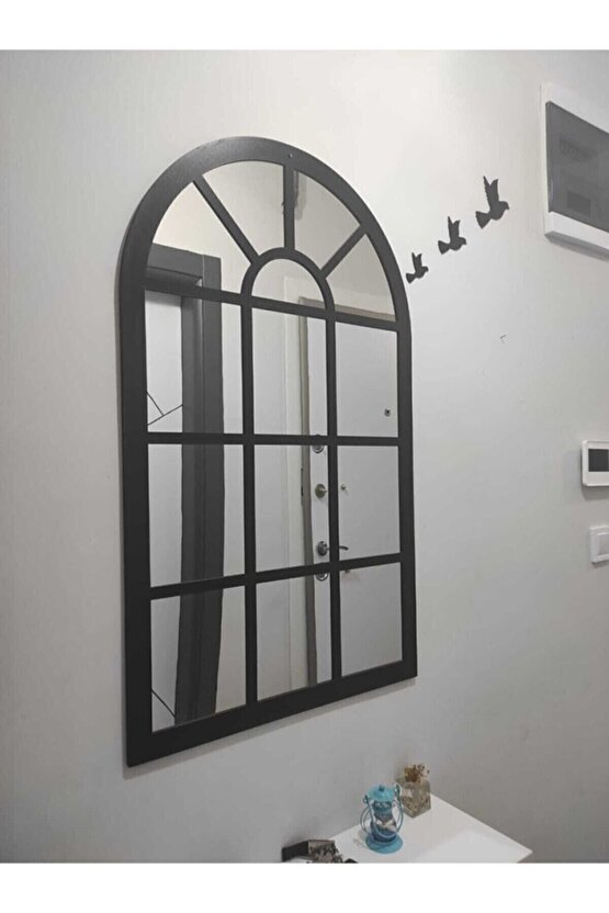 Pencere Ayna Dekoratif Pleksi Aynalı Kullanıma Hazır 60x40 Cm Ve 5 Adet Kuş Hediyeli