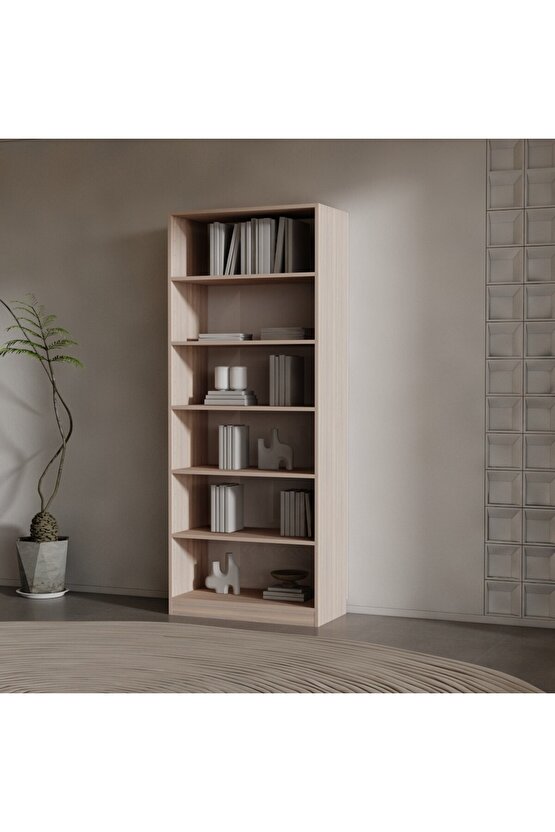 RONİ SUNTALAM KİTAPLIK ( 200 X 80 X 40 ) HARELİ CEVİZ (MAT)
