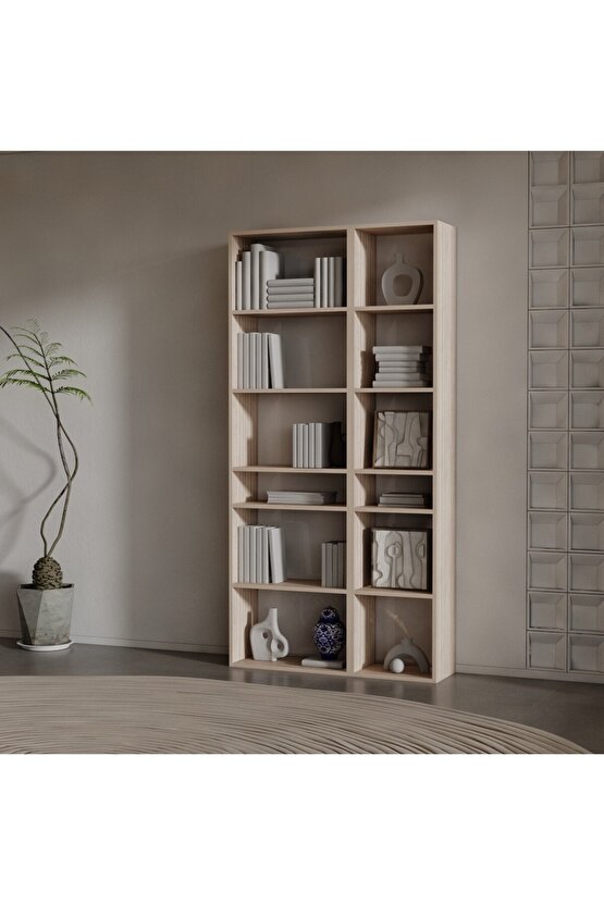 ARO SUNTALAM KİTAPLIK ( 200 X 100 X 37 ) HARELİ CEVİZ (MAT)