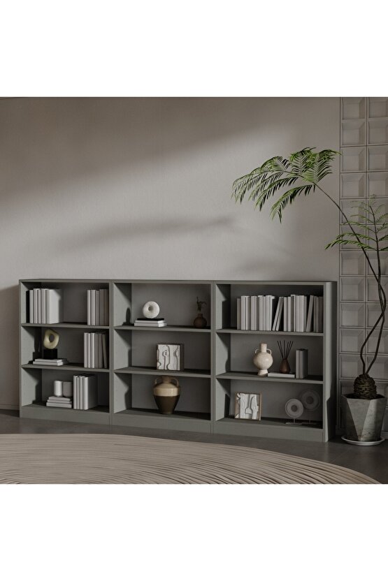 LUCCA 3 LÜ SUNTALAM KİTAPLIK ( 106 X 240 X 28 ) ANTRASİT ( MAT )