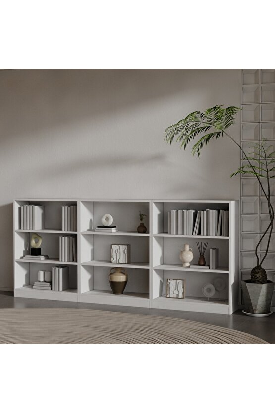 LUCCA 3 LÜ SUNTALAM KİTAPLIK ( 106 X 240 X 28 ) BEYAZ ( MAT )