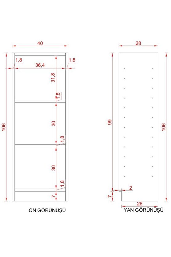 COOL SUNTALAM KİTAPLIK ( 106 X 40 X 28 ) ANTRASİT ( MAT )