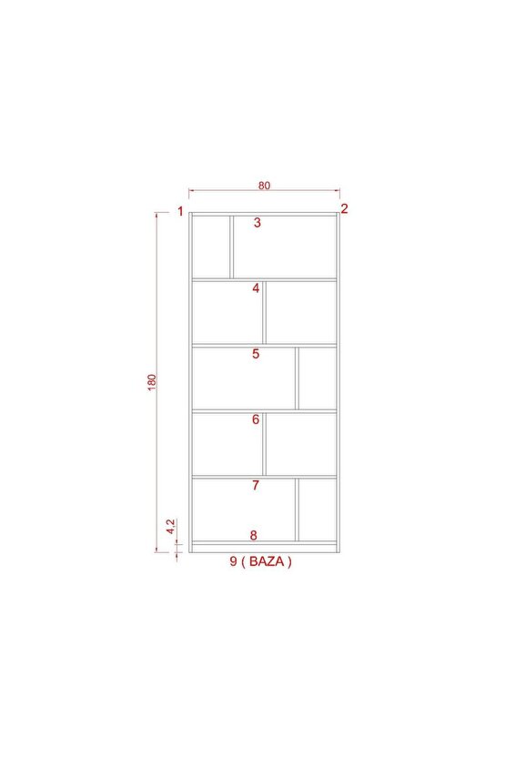 Asena Suntalam Kitaplık ( 80 X 180 Cm ) Hareli Ceviz (mat)