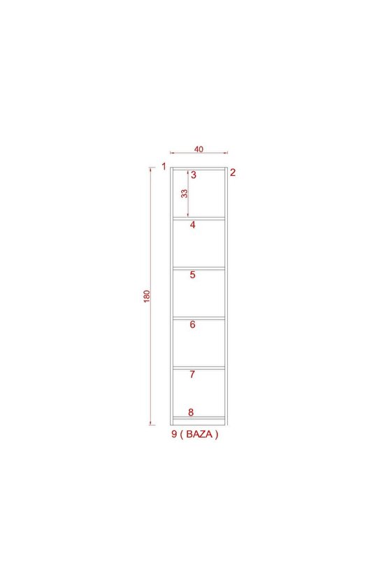 Alina Suntalam Kitaplık ( 40 X 180 Cm ) Hareli Ceviz (mat)