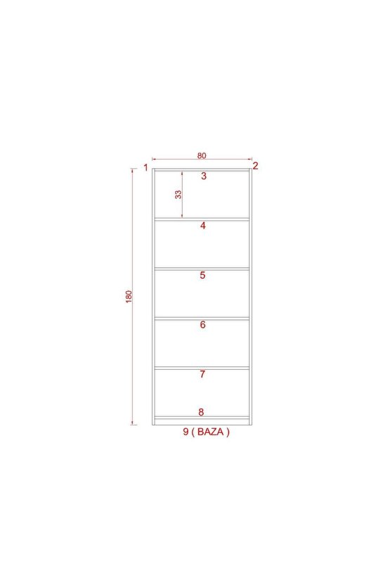 Alina Suntalam Kitaplık ( 80 X 180 Cm ) - Kapaklı Beyaz ( Mat )