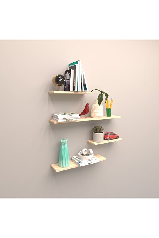 4 Lü Gizli Bağlantılı Raf Set ( 80 - 60 - 40 - 40 ) Akçaağaç ( Mat )
