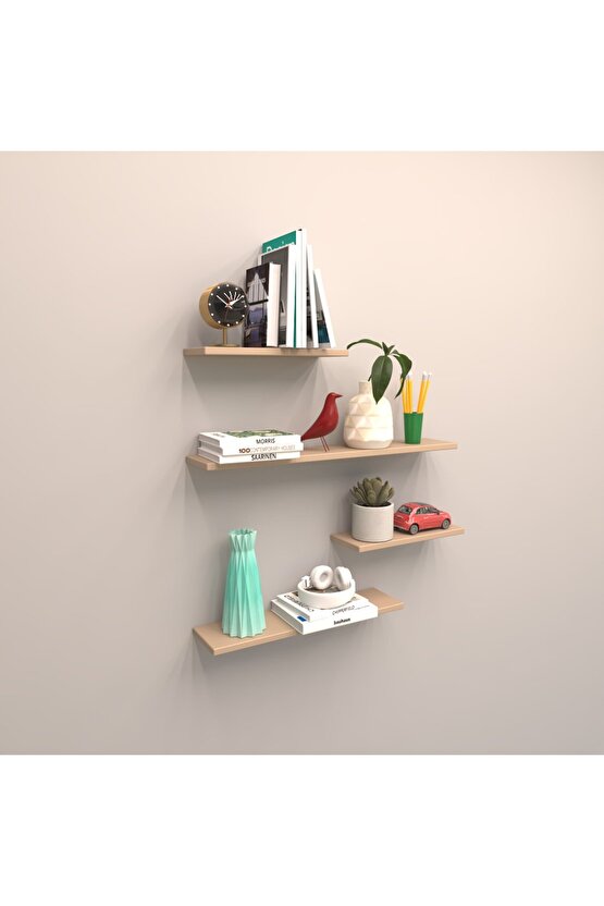 4 Lü Gizli Bağlantılı Raf Set ( 80 - 60 - 40 - 40 ) Cappicino