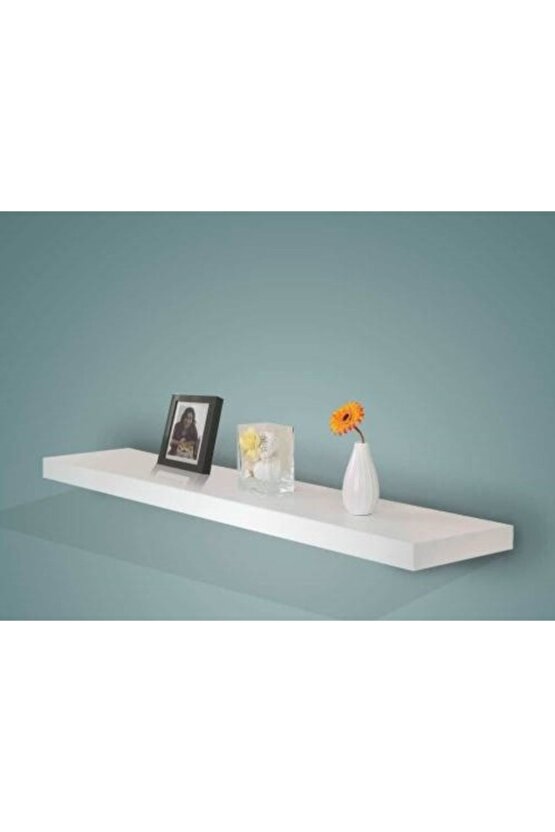 140 X 15 Gizli Bağlantılı Duvar Rafı ( Mat Beyaz )