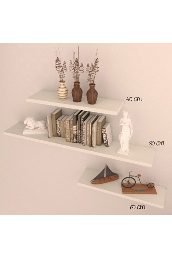 3 Lü Raf Set ( 80 - 60 - 40 ) Beyaz ( Mat )