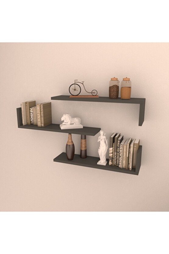 3 Lü L Raf Set ( 60 Cm ) Antrasit ( Mat )