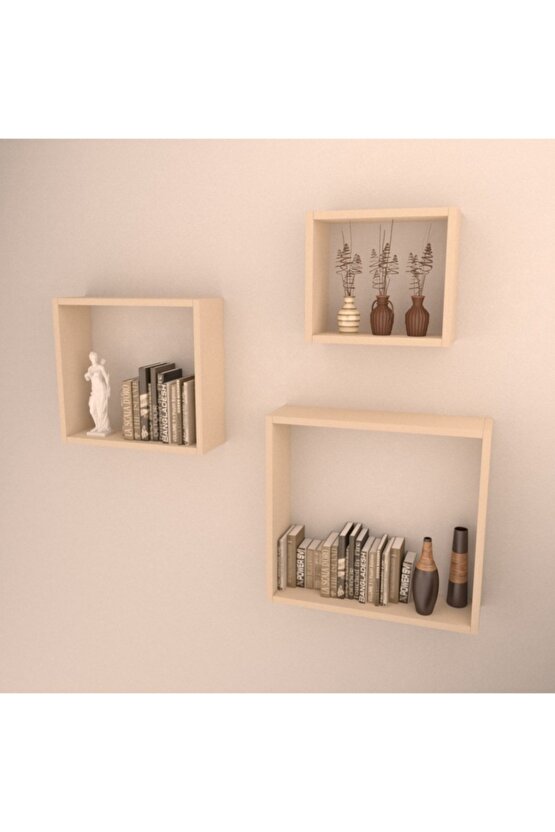 3 Lü Box Raf Set Krem
