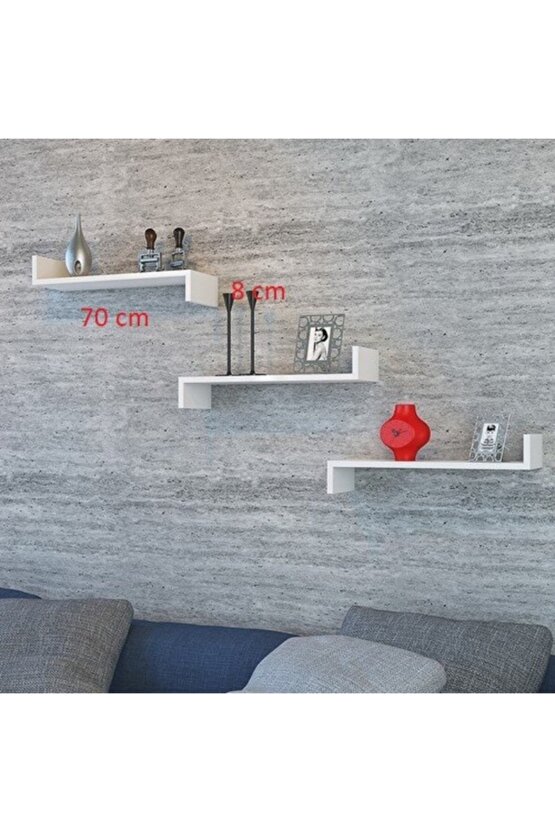 3 Lü Teno Duvar Rafı Beyaz ( Mat )