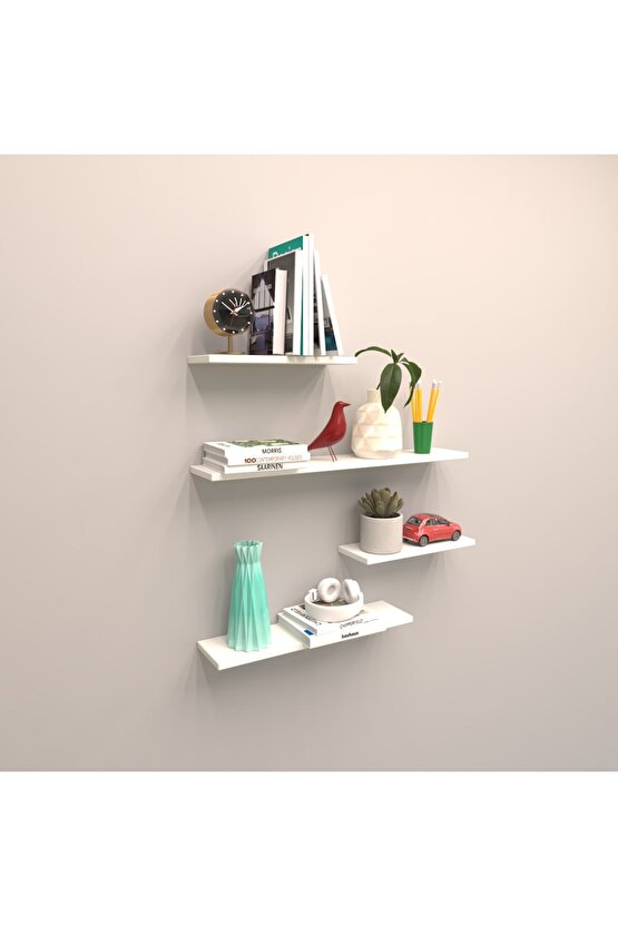 4 Lü Raf Set ( 100 - 80 - 50 - 50 ) Beyaz ( Mat )