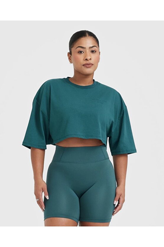 Oneractive crop t-shirt Koyu yeşil