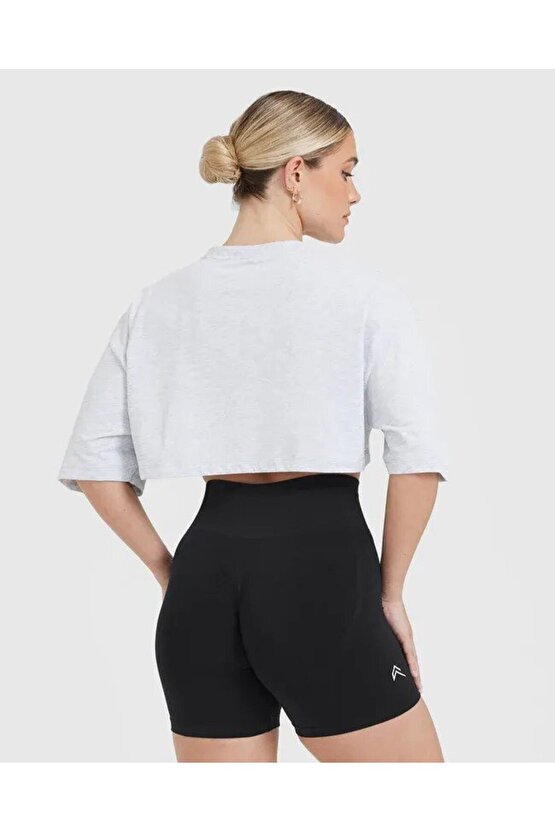 ONERACTİVE Crop T-shirt gri melanj