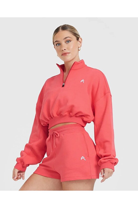 ONERACTİVE FERMUARLI SWEATSHİRT Nar Çiçeği