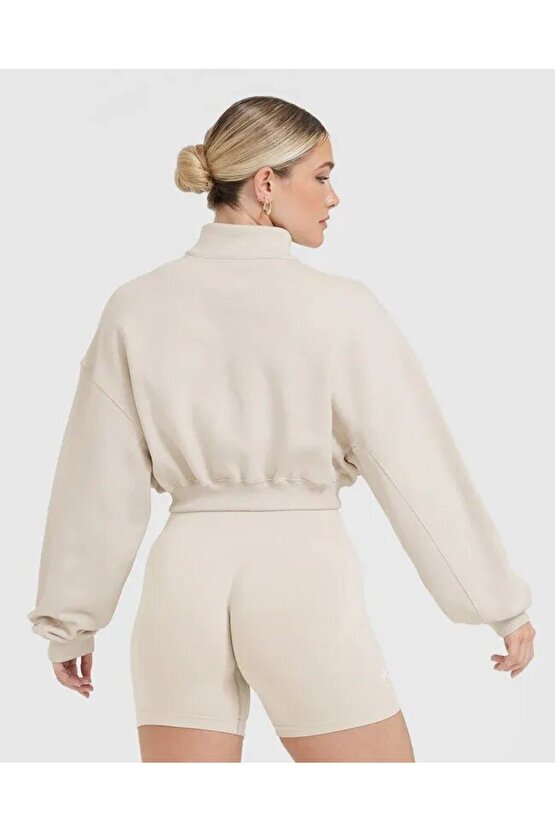 ONERACTİVE FERMUARLI SWEATSHİRT Bej