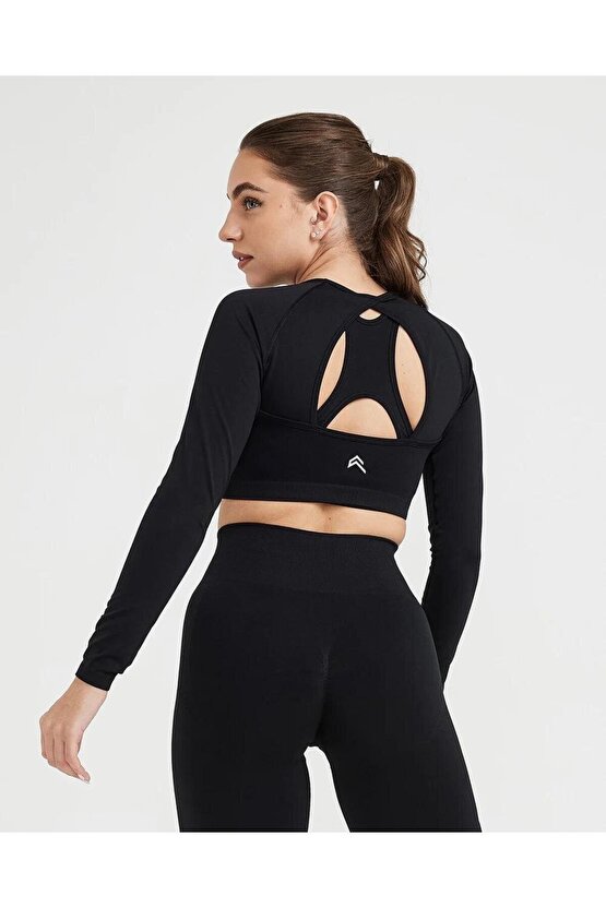 Oneractive Crop Uzun Kol Siyah