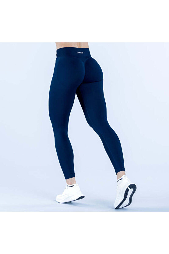 Lacivert Impact Leggings - Şekillendirici ve Scrunch Detaylı Spor Tayt