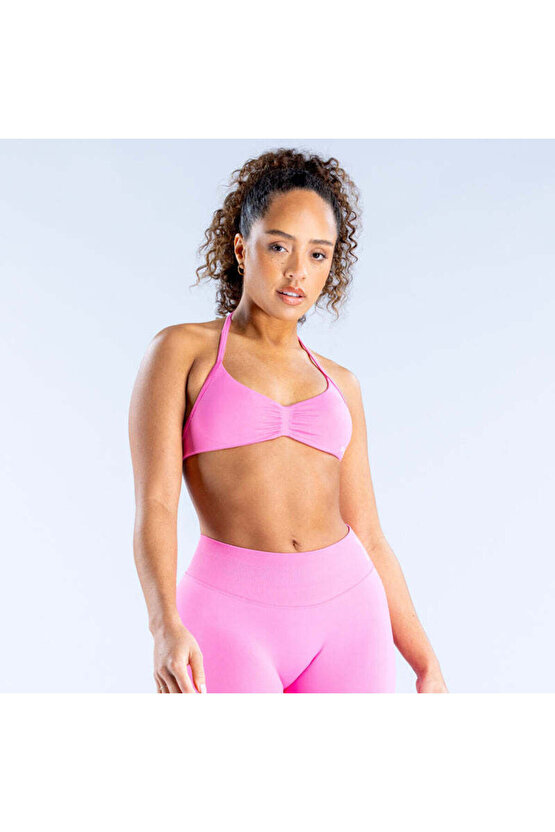 Pembe Impact Strappy Bra - Destekleyici Spor Bra