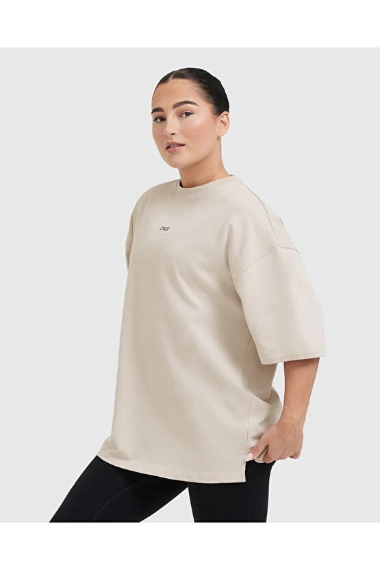 Oversize unisex t shirt Krem