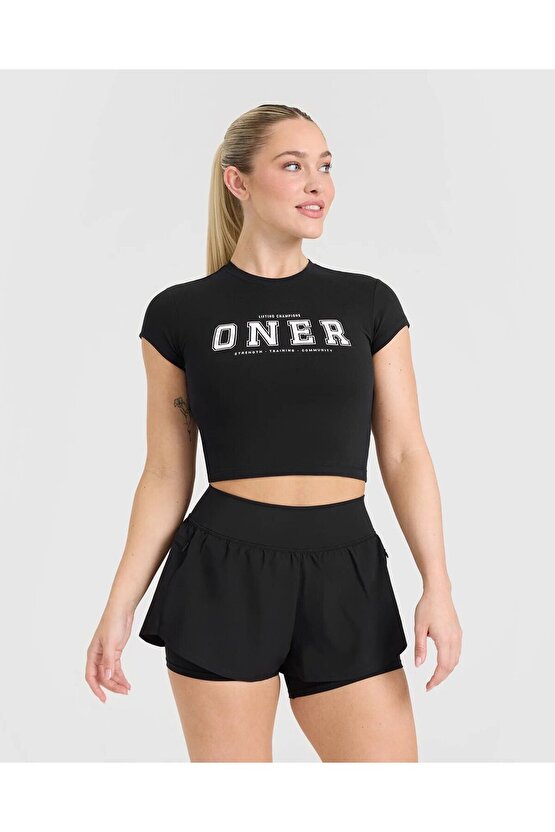 Oneractive crop t-shirt Siyah