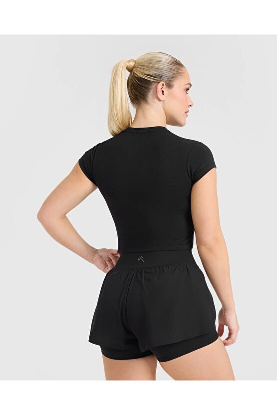 Oneractive crop t-shirt Siyah