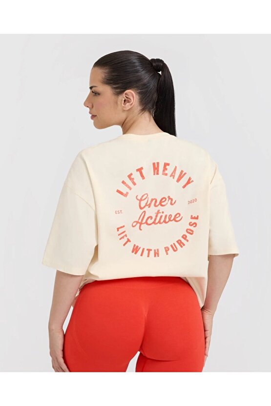 Oneractive oversize yıkama t-shirt Vanilla