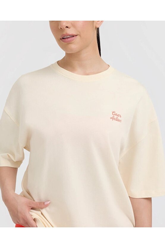 Oneractive oversize yıkama t-shirt Vanilla