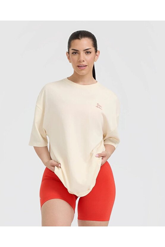 Oneractive oversize yıkama t-shirt Vanilla