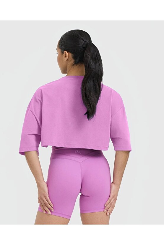 Oneractive Klasik Crop Tişört Electric Lilac