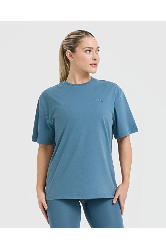 Oneractive Klasik Oversize Tişört Slate Blue