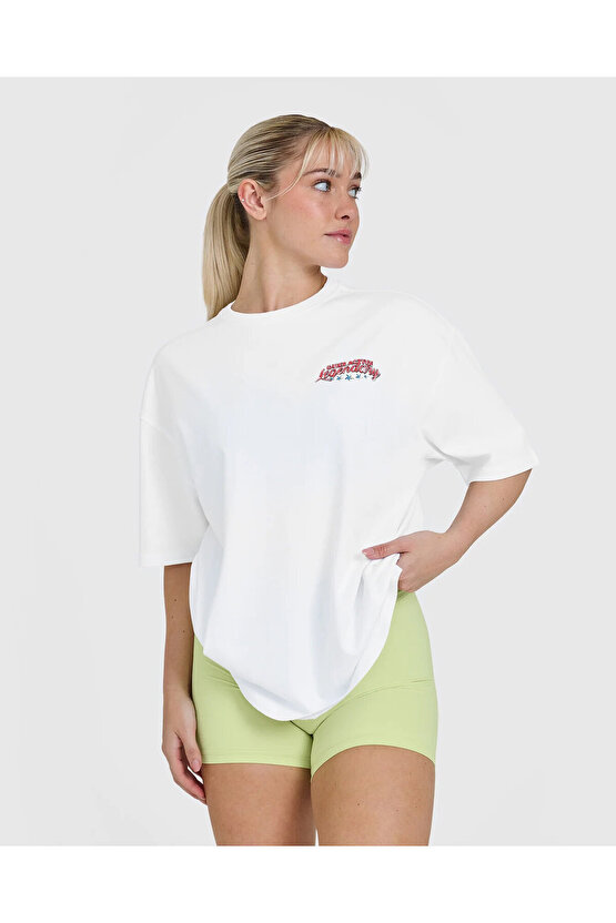 Oneractive graphic washed tshirt Beyaz