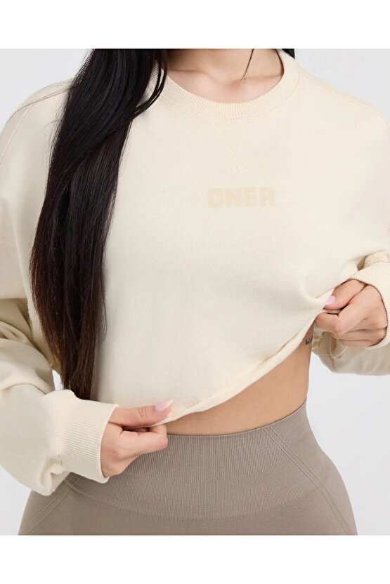 Oneractive Crop Sweatshirt Krem