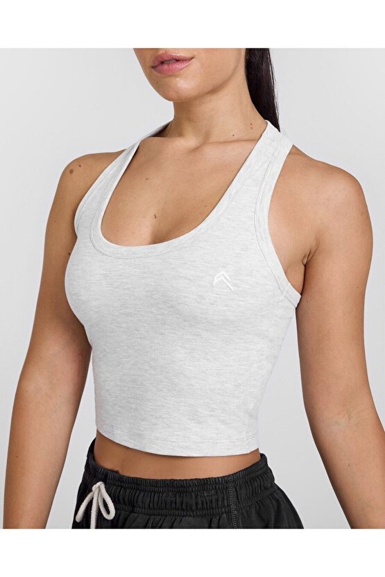 Crop Atlet Açık Gri Melanj