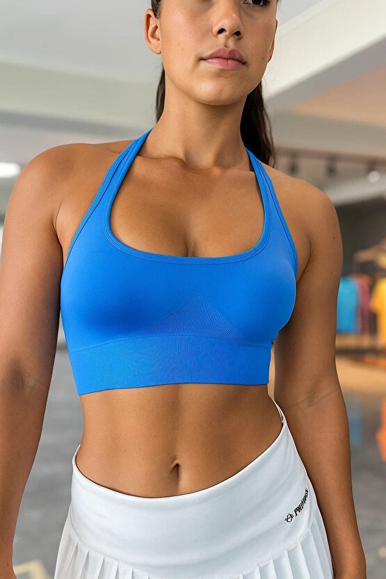 EXALTED Halter Yaka Spor Bra - Canlı Mavi